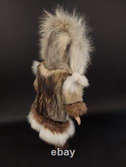 Eskimo Porcelain Doll Vintage Real Fur
