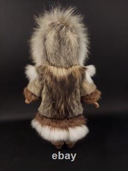 Eskimo Porcelain Doll Vintage Real Fur