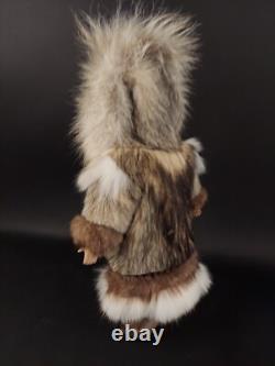 Eskimo Porcelain Doll Vintage Real Fur