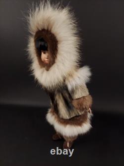 Eskimo Porcelain Doll Vintage Real Fur