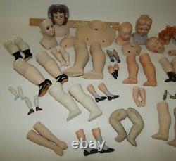 Estate Lot Vintage Antique Bisque Porcelain & China Doll Parts for Making Repair