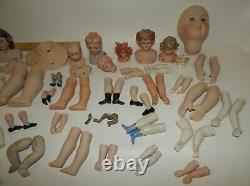 Estate Lot Vintage Antique Bisque Porcelain & China Doll Parts for Making Repair