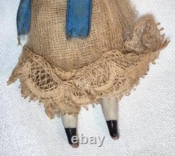 Exceptional Antique Miniature Civil War Era Bisque Doll in Orig. Clothing 4 in