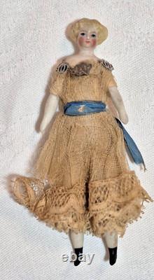 Exceptional Antique Miniature Civil War Era Bisque Doll in Orig. Clothing 4 in