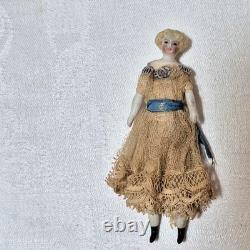Exceptional Antique Miniature Civil War Era Bisque Doll in Orig. Clothing 4 in
