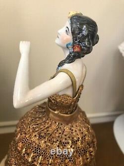 Exquisite Antique Half Doll Dressed Ormolu Skirt Boudoir Lamp FRANCE