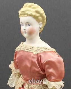 Exquisite Antique Parian Doll In Pink Dress