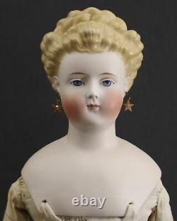 Exquisite Antique Parian Doll In Pink Dress