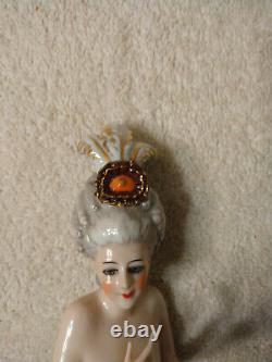 Exquisite Rare Lg German French Half Doll Pin Cushion Porcelain Lady Fab Hairdo