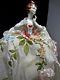 Exquisite Vintage Porcelain Half Doll With Antique Victorian Ribbon Work Gown Lg