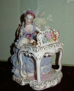 Exquisite Vintage The Letter Irish Dresden Lady Porcelain Figurine