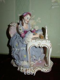 Exquisite Vintage The Letter Irish Dresden Lady Porcelain Figurine