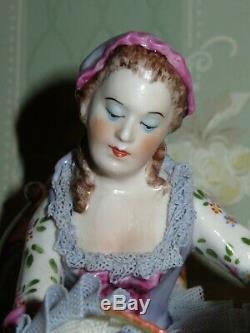 Exquisite Vintage The Letter Irish Dresden Lady Porcelain Figurine