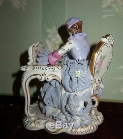 Exquisite Vintage The Letter Irish Dresden Lady Porcelain Figurine