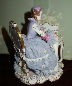 Exquisite Vintage The Letter Irish Dresden Lady Porcelain Figurine