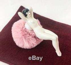 Fab Full Figurine Puff Pin Cushion Half Doll Bathing Beauty Porcelain German Vtg