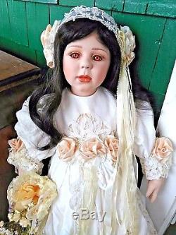 Fayzah Spanos Porcelain Collector's Vintage Repro Bride Doll 31 in. 1995 194/200