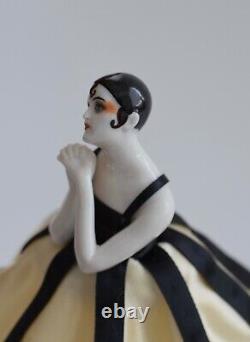 Fine! Antique German Porcelain Half 1/2 Doll Lamp Boudoir Flapper Art Deco