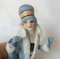 Flapper Lady Pin Cushion Half Doll Porcelain Germany Fasold Style Vtg Japan