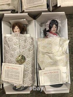 Franklin Heirloom Porcelain Dolls Maids of 13 Colonies Complete Set Mint