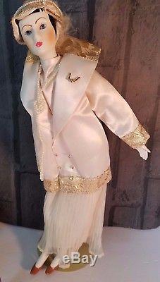 French boudoir Porcelain Dolls Paris Gatsby Flapper outfit On Stand 17 Vintage