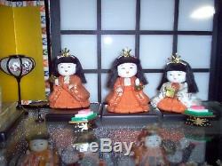 Full Set of 15 Vintage Porcelain Japanese Hina Dolls with Accessories