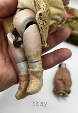 German Antique Porcelain Bisque Doll 3 Ceramic Dolls