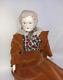 German China Doll Head Vintage Large Blonde Brass Earrings 29 Brown Dress
