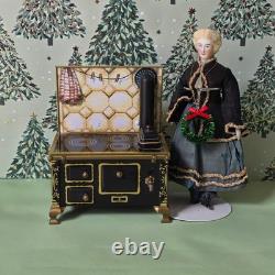 German Parian dollhouse doll with stove