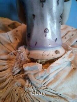 German Porcelain Half Doll Box Fasold Stauch Flapper Glamorous Original Dress