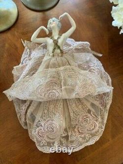 German Porcelain Half Doll Powder Box- Circa 1915 MINT all original beauty