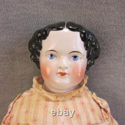 Germany China Head Doll Civil War Era Flat Top PINK TINT Cloth Body TLC Legs 19
