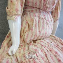 Germany China Head Doll Civil War Era Flat Top PINK TINT Cloth Body TLC Legs 19