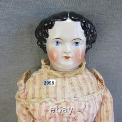 Germany China Head Doll Civil War Era Flat Top PINK TINT Cloth Body TLC Legs 19