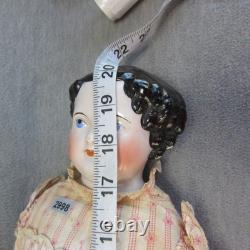 Germany China Head Doll Civil War Era Flat Top PINK TINT Cloth Body TLC Legs 19