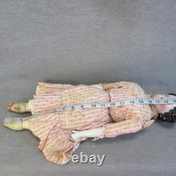 Germany China Head Doll Civil War Era Flat Top PINK TINT Cloth Body TLC Legs 19