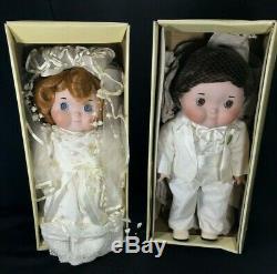 Goebel Ball Dolly Dingle & Billie Bumps Bride & Groom Porcelain Dolls Musical
