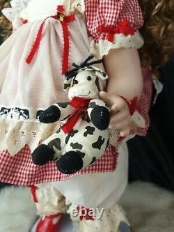 Googly Porcelain Doll 23 Colleen Applewhite Country & Lace Farmer girl Cows