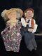 Grandma And Grandpa Porcelain Dolls Set Of 2 Old World Workmanship Rare On Bench