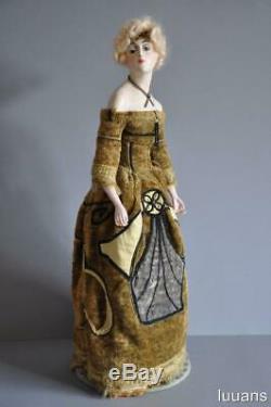 Great Rare Vintage Wax Porcelain Rokoko Couple Boudoir Figurine Figure Half Doll