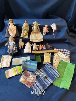 HUGE Antique Vintage Dollhouse Dolls Babies Cribs Porcelain Madam Alexander