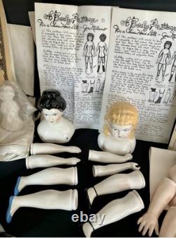 HUGE Lot Vintage Porcelain Doll Making Kits, Little Women And Milano's NY