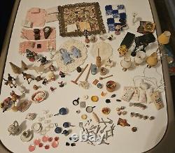 HUGE VINTAGE Lot of Miniature Doll House Accessories 175+ Pieces