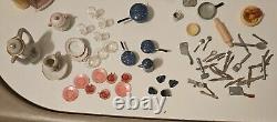 HUGE VINTAGE Lot of Miniature Doll House Accessories 175+ Pieces