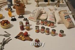 HUGE VINTAGE Lot of Miniature Doll House Accessories 175+ Pieces