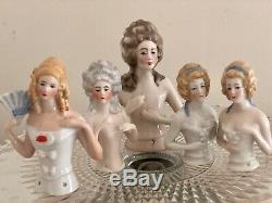 Half Doll Collection Lot (5) Pincushion, Germany, 1 Arms Away, Porcelain Antique