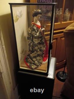 Handmade Japanese Geisha Porcelain Doll In Display Box Vintage Asian Art