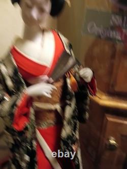 Handmade Japanese Geisha Porcelain Doll In Display Box Vintage Asian Art