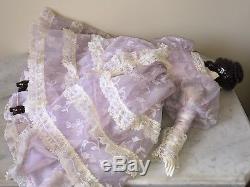 Handmade Vintage Painted Porcelain Doll with Cloth Body, Old Lace Dress 23 Tall