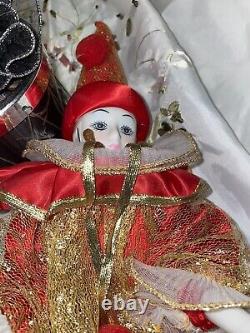 Harlequin Jester Clown Doll Mardi Gras Porcelain Lot